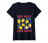 Femme Easy Peasy Presse-Citron Presse-Citron Support à jus de Citron Limonade T-Shirt avec Col en V