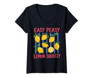 Femme Easy Peasy Presse-Citron Presse-Citron Support à jus de Citron Limonade T-Shirt avec Col en V