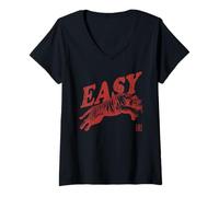 Femme Easy Tiger - Art Vintage Indien, Indien, bohème T-Shirt avec Col en V