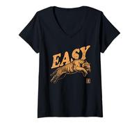 Femme Easy Tiger - Art Vintage Indien, Indien, bohème T-Shirt avec Col en V
