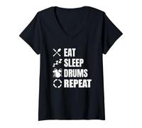 Femme Eat Sleep Drums Repeat Drummer Trap Set T-Shirt avec Col en V