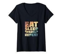 Femme Eat Sleep Padel Repeat est Toujours dans Le Jeu T-Shirt avec Col en V