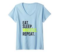 Femme Eat Sleep Wrestle Repeat Funny Wrestler T-Shirt avec Col en V