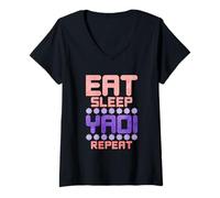 Femme Eat Sleep Yaoi Repeat T-Shirt avec Col en V