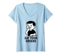 Femme Eat Your Greens Funny Vegetable T-Shirt avec Col en V