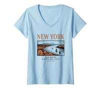 Femme Eau ancienne et lumière agitée de New York T-Shirt avec Col en V