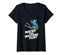 Femme Eau Que Vous Attendez pour la plongée sous-Marine Ocean Diver Humour T-Shirt avec Col en V