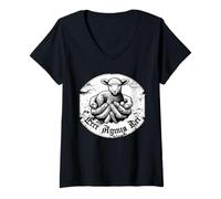 Femme ECCE Agnus Dei Lamb Sanctus Traditionnel Latin Messe Catholique T-Shirt avec Col en V