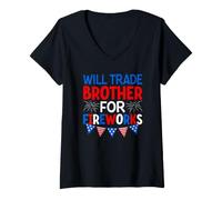 Femme Échangera Brother Contre des Feux d'artifice T-Shirt avec Col en V
