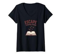 Femme Échapper à Travers Les Histoires T-Shirt avec Col en V