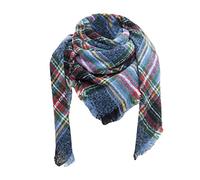 Femme Écharpe Grand Plaid en Laine Acrylique Foulard Long Chaude Vogue en Automne/Hiver Cape Souple Confortable (Z01 Bleu)