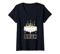 Femme Échec aux chandelles Bruh Dîner éteint drôle Saint-Valentin T-Shirt avec Col en V