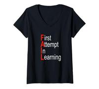 Femme Échec Première Tentative d'apprentissage T-Shirt avec Col en V