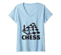 Femme Échiquier classique pour joueurs et penseurs T-Shirt avec Col en V