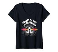 Femme Echos de la Musique Punk Rock Underground T-Shirt avec Col en V