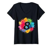 Femme Éclaboussures de Peinture colorées pour 8e Anniversaire 8 Ans Filles garçons T-Shirt avec Col en V