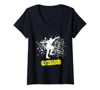 Femme Éclaboussures urbaines et Figures de Rue T-Shirt avec Col en V