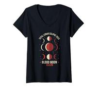 Femme Éclipse Lunaire Totale 2026 Lune de Sang 3 Mars T-Shirt avec Col en V