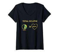 Femme Éclipse Totale du cœur : Astronomie drôle, Amoureux de l'espace T-Shirt avec Col en V