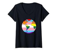 Femme Eco LGBTQ+ activiste Vert Militant pour Le Climat Drapeau T-Shirt avec Col en V