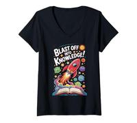 Femme École de Professeur de Sciences du système Solaire T-Shirt avec Col en V
