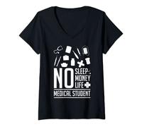 Femme École médicale, médecin, étudiant, diplômé en éducation médicale T-Shirt avec Col en V