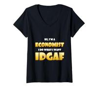 Femme Economist IDGAF Funny Occupational Costume Economics Major T-Shirt avec Col en V