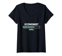 Femme Economist Loading Studying Economics T-Shirt avec Col en V