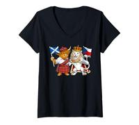 Femme Écossaises-Tchèques Drapeau Écosse République Tchèque T-Shirt avec Col en V