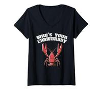 Femme Écrevisses Whos Your Crawdaddy Funny Crawdad Men T-Shirt avec Col en V