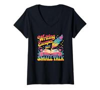 Femme Écrire des évasions et Non des Petits Amateurs de Conversation T-Shirt avec Col en V