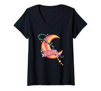 Femme Écrit dans Les étoiles Lune céleste Destin Cosmique Astrologie T-Shirt avec Col en V