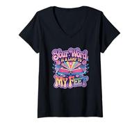 Femme Écriture Your Word is A Lamp to My Feet T-Shirt avec Col en V