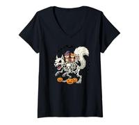Femme Écureuil Squelette Momie sorcière Halloween Enfants Hommes Femmes T-Shirt avec Col en V