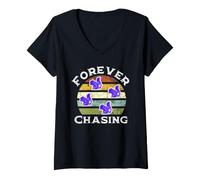 Femme Écureuil Violet à poursuivre éternellement T-Shirt avec Col en V