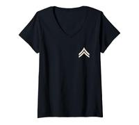 Femme Écusson à Rayures corporelles T-Shirt avec Col en V