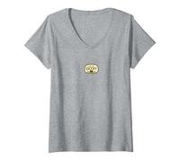 Femme Écusson brodé Camp Snoopy T-Shirt avec Col en V
