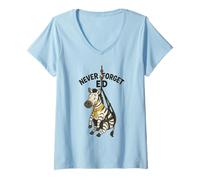 Femme Ed, le zèbre, n'oubliez jamais Ed T-Shirt avec Col en V