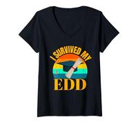 Femme EDD I Survived My Doctor of Education Doctorat Graduation T-Shirt avec Col en V