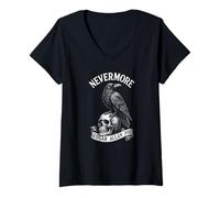 Femme Edgar Allan Poe - Corbeau gothique vintage Nevermore T-Shirt avec Col en V