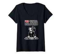 Femme Edgar Allan Poe DJ, Humour littéraire, poe-tential Unlocked T-Shirt avec Col en V