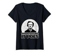 Femme Edgar Allan Poe est drôle Quand il pleut T-Shirt avec Col en V