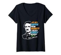 Femme Edgar Allan Poe Raven Littérature Gothique Poésie Macabre T-Shirt avec Col en V