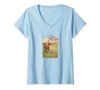 Femme Edgar Degas Tableau Classique Jockey sur Cheval châtaignier T-Shirt avec Col en V