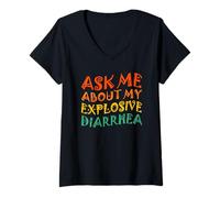 Femme Edgy Adult Humor Funny Ask Me About My Explosive Diarrhea T-Shirt avec Col en V