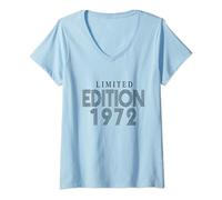 Femme Edition limitée 1972 Anniversaire 1972 Année 1972 T-Shirt avec Col en V