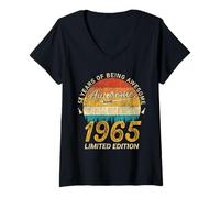 Femme Édition limitée 61 Ans 1965 - Superbe 61e Anniversaire T-Shirt avec Col en V