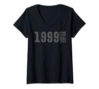 Femme Édition limitée Gris vieilli et né en 1999 T-Shirt avec Col en V