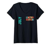 Femme Édition limitée July Original avec nom individuel T-Shirt avec Col en V