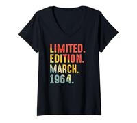 Femme Édition limitée Mars 1964 Anniversaire T-Shirt avec Col en V